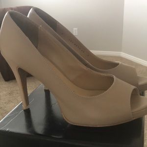 Tan RSVP Peep-Toe Heels-Size 8